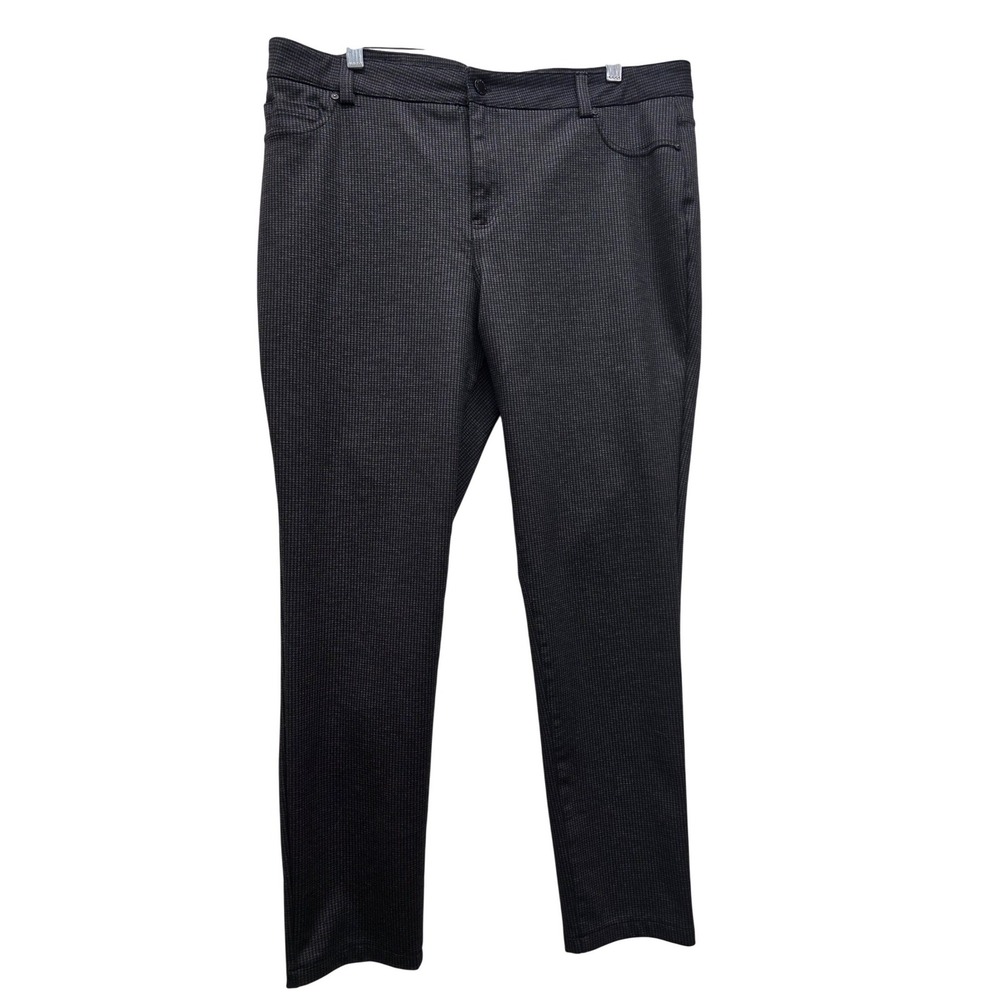 DKNY Jeans Womens XL Black Grey Micro Check Stretch Skinny Pants